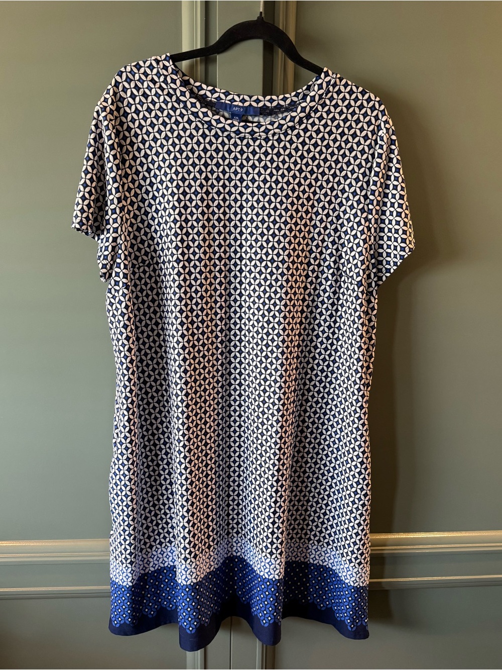 Apt. 9 Navy and White Geometric Dress
